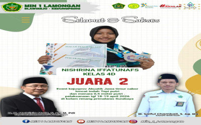 Siswi MIN 1 Lamongan Raih Juara 2 Kejuaraan Akuatik Jawa Timur